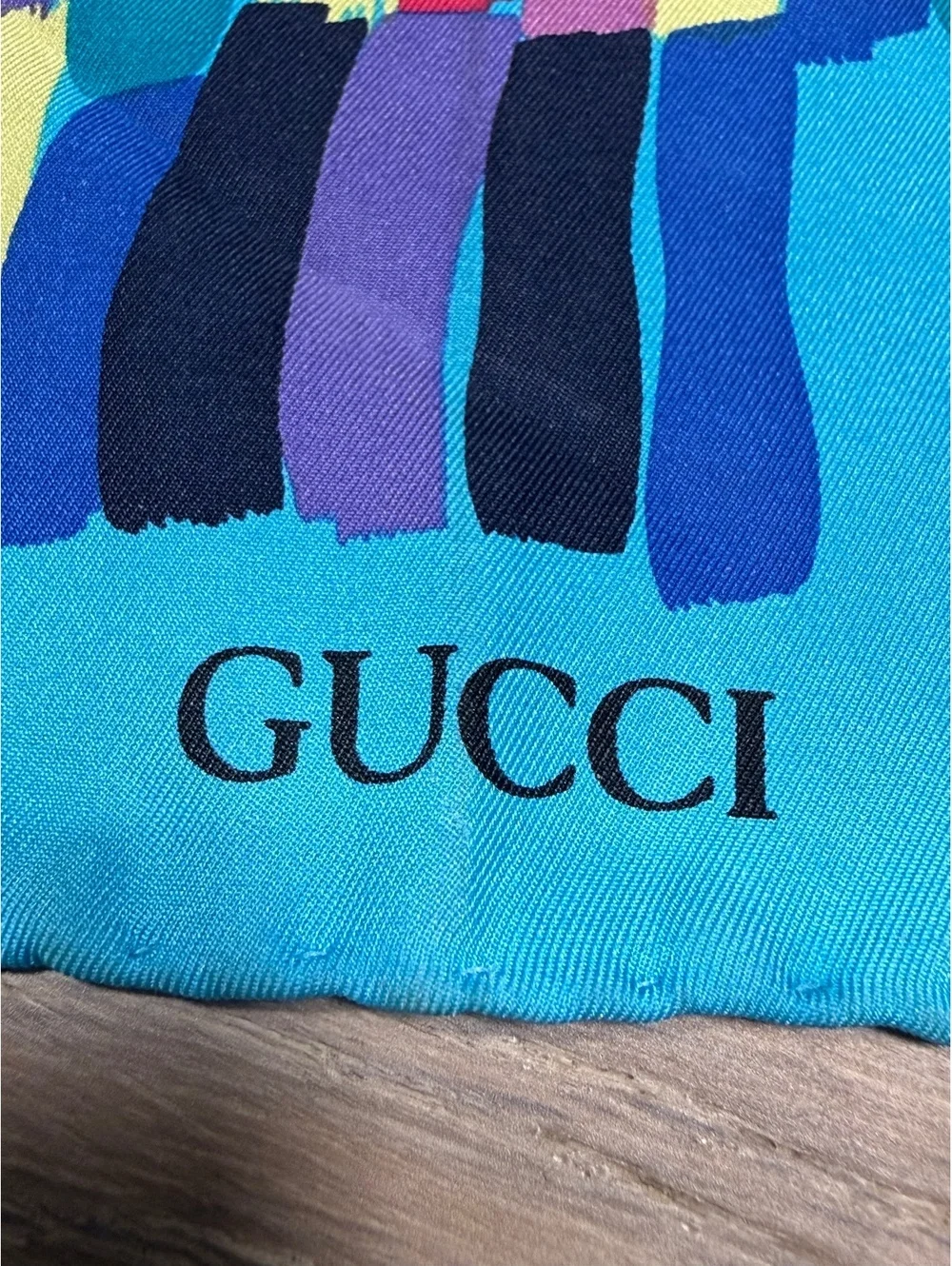 Vintage Guccis Silk 1970s 1980s Scarf 18” Abstract Color Block Made in Italy